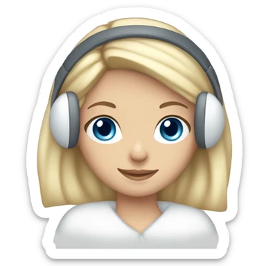 long blonde hair blue eyed girl wearing white earmuffs sticker