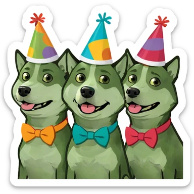 Three Siberian huskies birthday party sticker