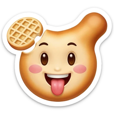 happy face with small tongue out tasting delicious food sticker