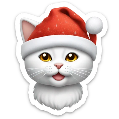 Gato blanco con gorro de navidad sticker