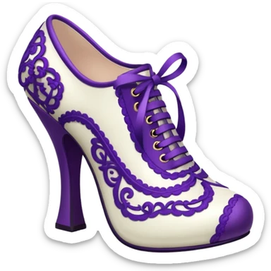 Lolita shoes, white and purple sticker
