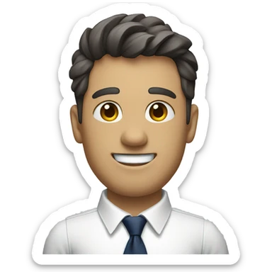 A modern man with glass white shirt and  navy blue tie waving hi sticker