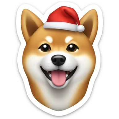 Shiba Inu with Christmas hat sticker