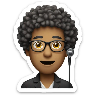 Curly hair guy with glasses on podcast sticker