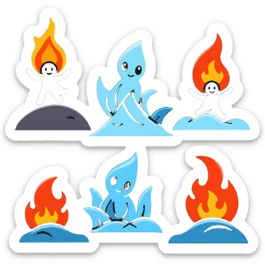 four elements nature powers sticker
