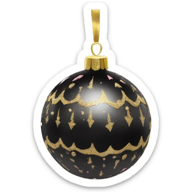 Realistic black and pink metallic christmas bauble with gold accents.  sticker
