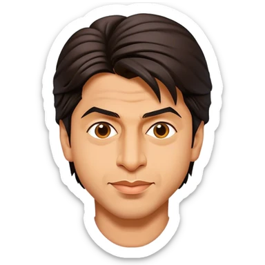 Cinematic Realistic Shah Rukh Khan Pop Culture Emoji, showcasing the charismatic charm of the Bollywood superstar rendered with lifelike detail and captivating lighting. sticker