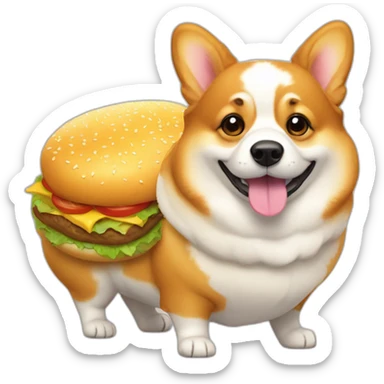 Fat corgi with cheeseburger sticker