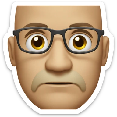 angry bald guy with glasses sticker