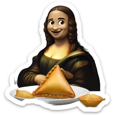 mona lisa eating samosa sticker