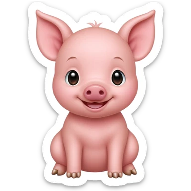 baby Smiling Piglet – standing with round cheeks and happy face sticker