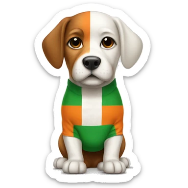 Dog wearing Irish flag underpants sticker