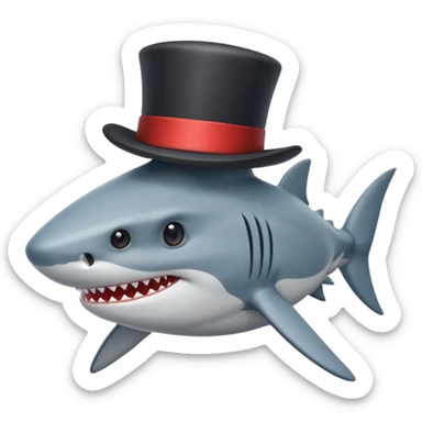 Shark with a top hat sticker