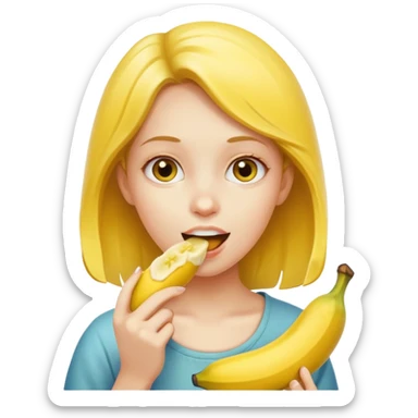Girl eating banana sticker