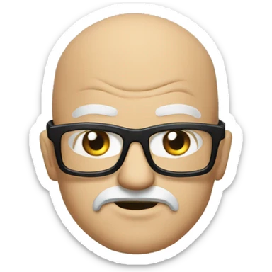 Angry bald man with intellectual glasses with rock metal t-shirt  sticker