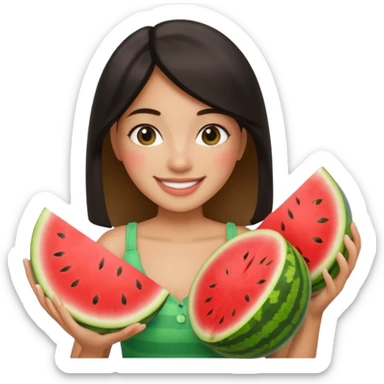 Use selfie of Alexandra and add two watermelons sticker