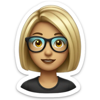 girl with bob hair with rave glasses and a cigarette sticker