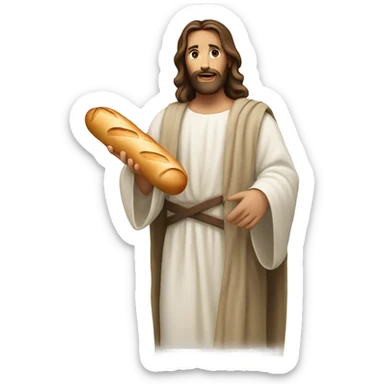 Jesus holding a baguette sticker