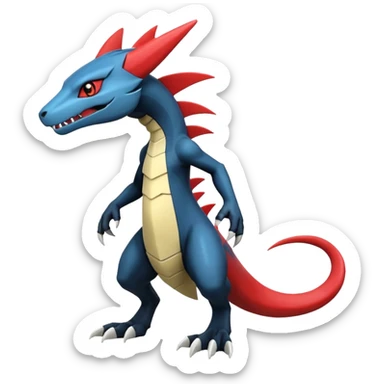 Shiny Cool Futuristic Smooth Salandit-Guilmon-Zeraora-Lombax-Sergal-Zangoose-Cyclizar-Genesect-Pokémon, full body sticker