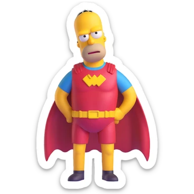 Homer Simpson dressed as a superhero sticker