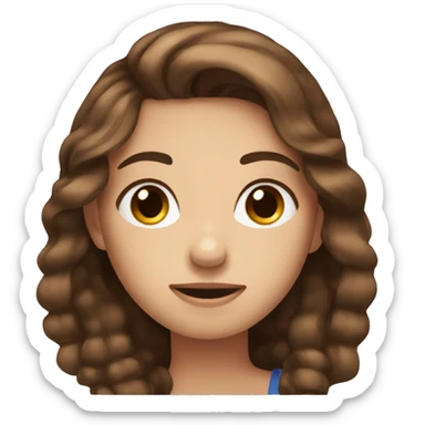 Girl brown hair blue eyes raise hand sticker