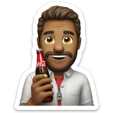 a man drinking a coca cola bottle  sticker
