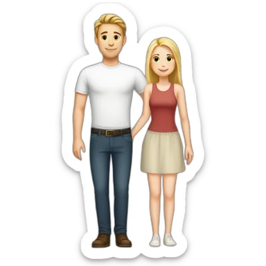 A tall white guy and a short white girl couple sticker