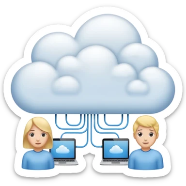 cloud with multiple user avatars, web hosting agency plan sticker