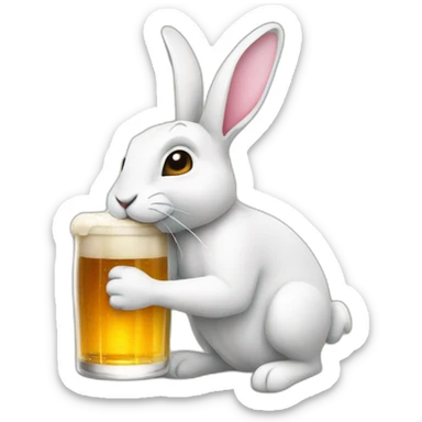 Rabit drink beer sticker