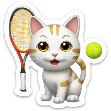 Lovely cat playing tennis sticker