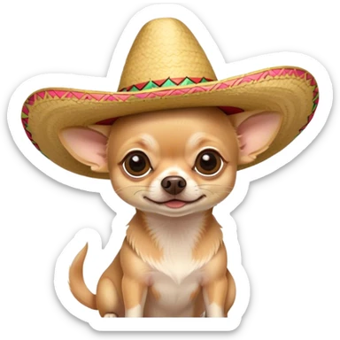 beige chihuahua with a sombrero hat sticker
