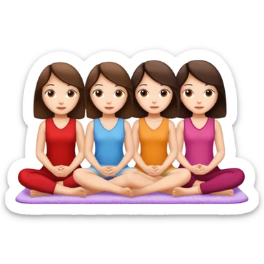 3 brounette girls sitting on a white rug sticker