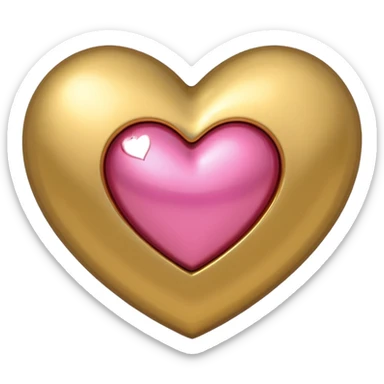 gold heart with one mini pink heart inside of it  sticker