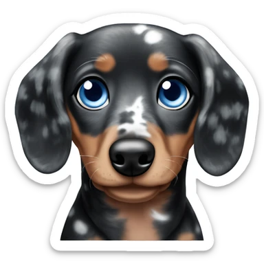 Black merle mini dachshund with one blue eye sticker