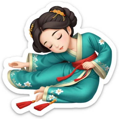 Beautiful girl in Hanfu lying on the ground sleeping sticker
