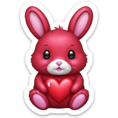 red glitter bunny with heart sticker