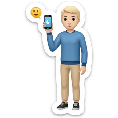A 3D full body bitmoji talking on mobile with someone sticker