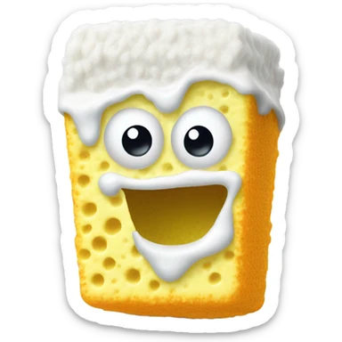 kitchen sponge covered in yogurt sticker