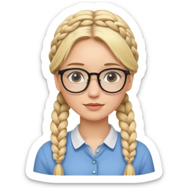 blonde braided girl with glasses sticker