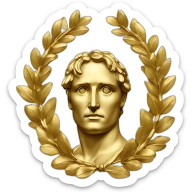 Laurel wreath napoleon golden statue sticker