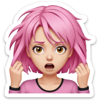 Manic ripping hair out female pink sticker