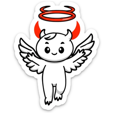 devil with angel halo sticker