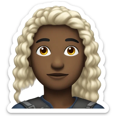 UN JOVEN DE CABELLO NEGRO CON ALAS DE FENIX DE COLOR NEGRO CON AZUL CON CARA ENOJADA sticker