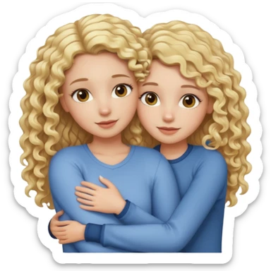 curly blonde hair whitegirl hugging straight blonde. hair. white girl sticker