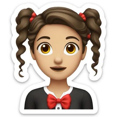  Brunette hair girl with red bow sticker