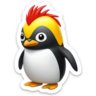 Penguin with a yellow Mohawk and red shoes sticker