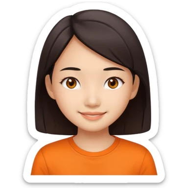 Asian slim eye girl with orange shirt sticker