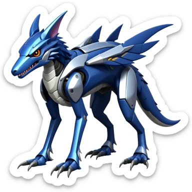 Futuristic Mechanical Sergal-raptor-nargacuga-vernid, 4 legs, full body sticker