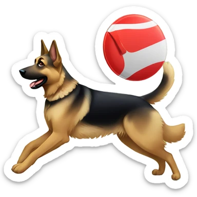 German Shepherd, catching red frisbee sticker