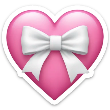 pink heart with white bow sticker